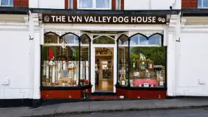 Shopfront of The Lyn Valley Dog House in Lynton, North Devon.