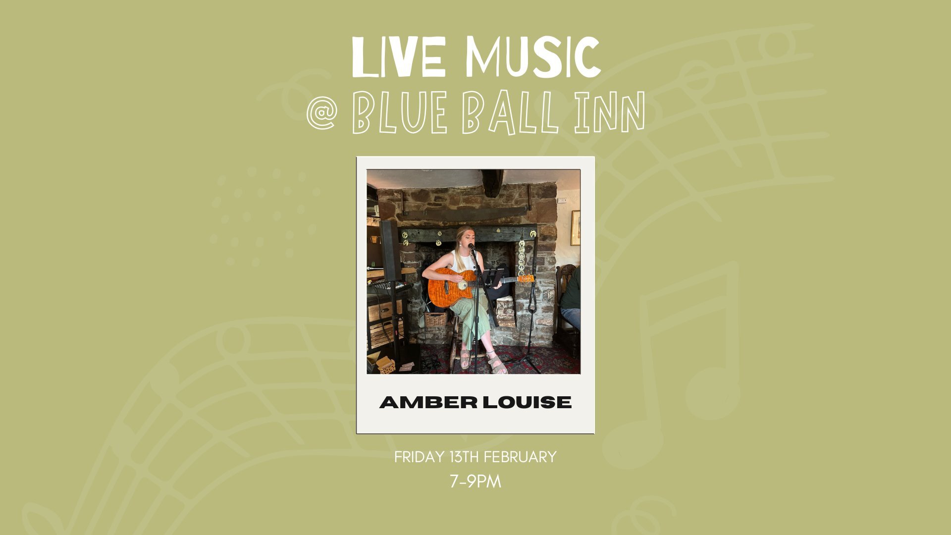 Amber Louise performing live music at Blue Ball Inn for Galentine's Night.