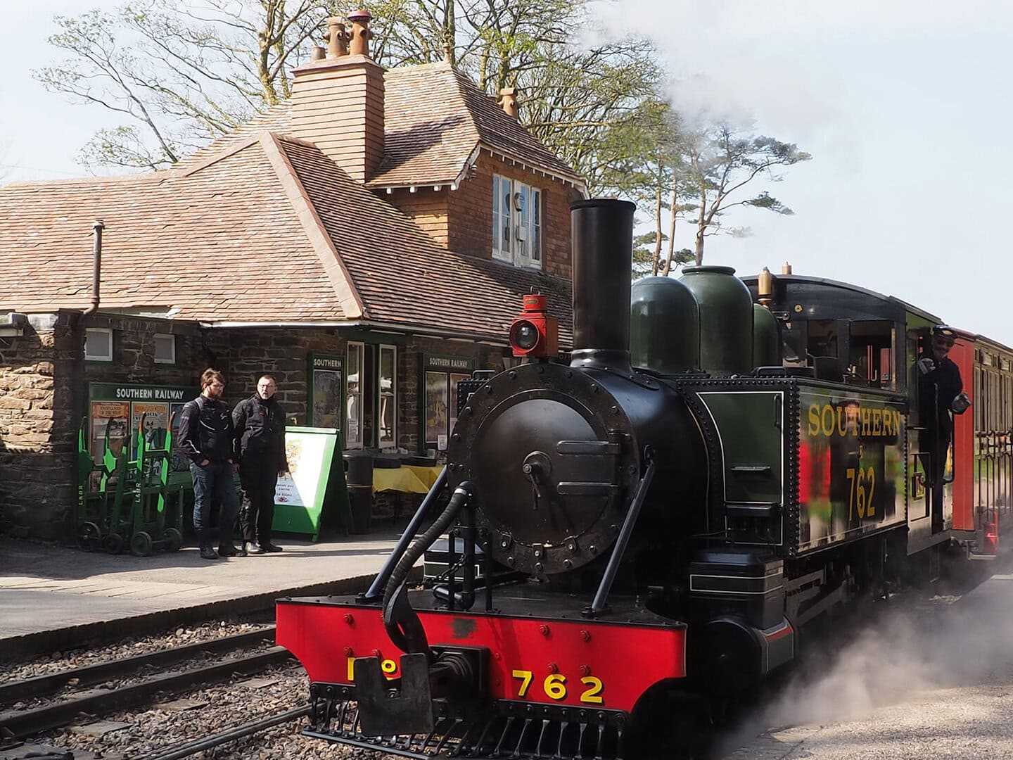 Steam locomotive 762 ready for departure at Woody Bay Station.