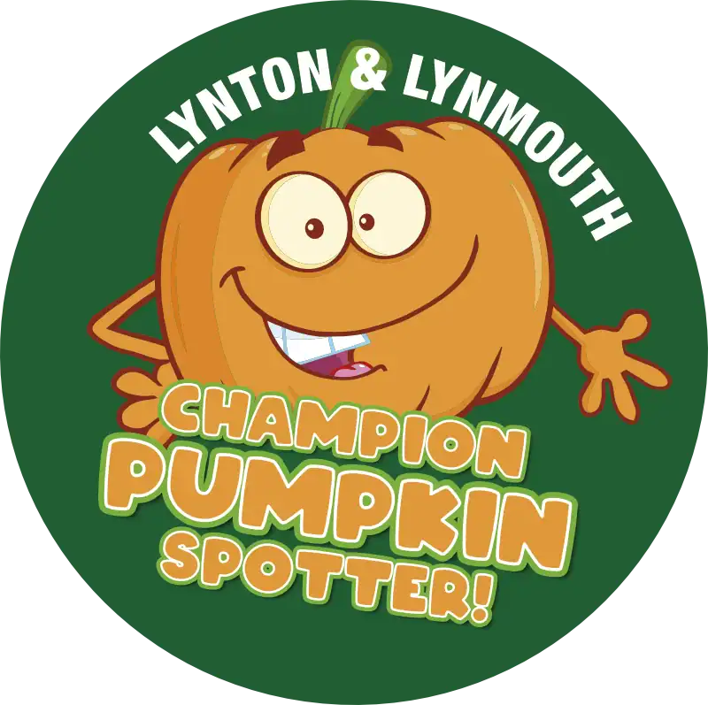 Cartoon pumpkin character with a winking face and outstretched arm.